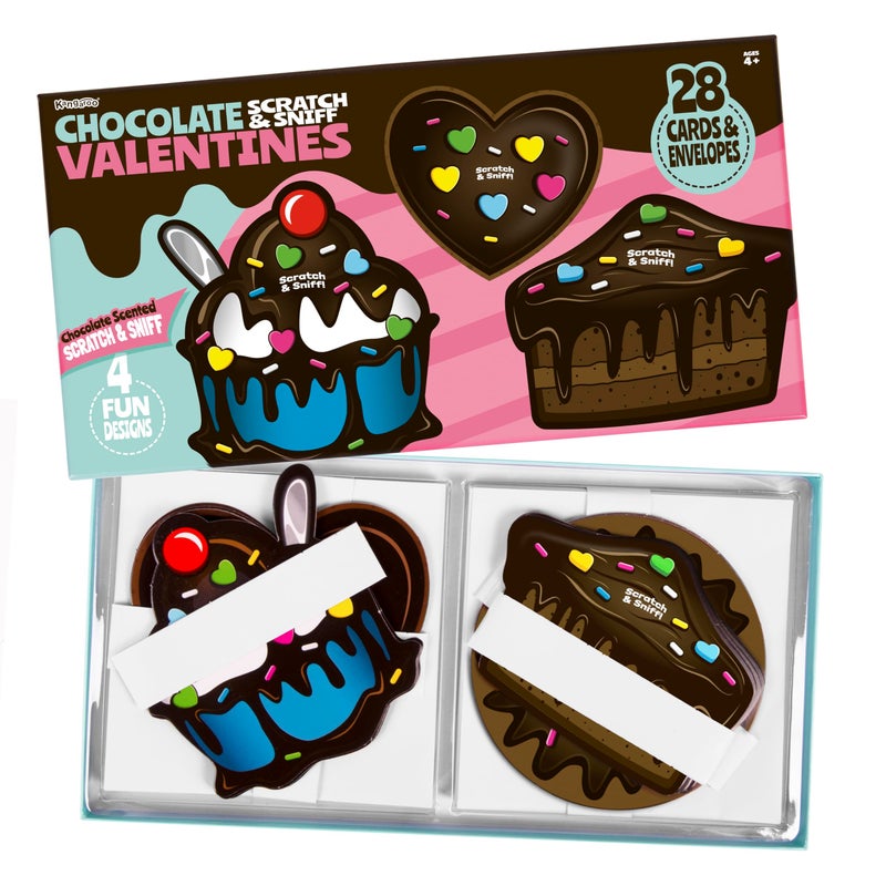 Kangaroo 28 Pack Chocolate Scented Valentines Day Cards with Envelopes Bulk - Valentines Day Cards for Kids School Classroom Exchange Gifts - Greeting Cards Party Favors Valentines Cards - Image 3