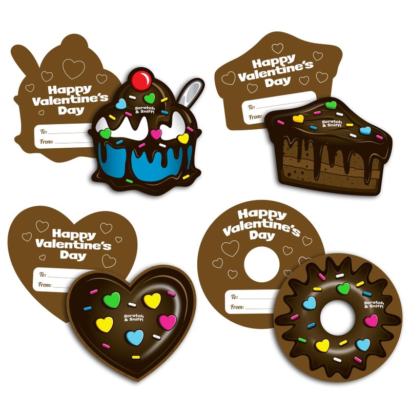 Kangaroo 28 Pack Chocolate Scented Valentines Day Cards with Envelopes Bulk - Valentines Day Cards for Kids School Classroom Exchange Gifts - Greeting Cards Party Favors Valentines Cards - Image 2