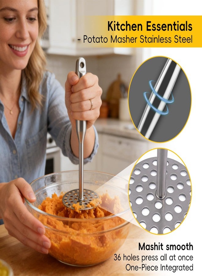 TZona Potato Masher Stainless Steel 2-Pack Heavy Duty Wave & Round Masher Set,Ergonomic Non-Slip Handle,Dishwasher Safe,for Potatoes, Avocado & Homemade Baby Puree - Image 5