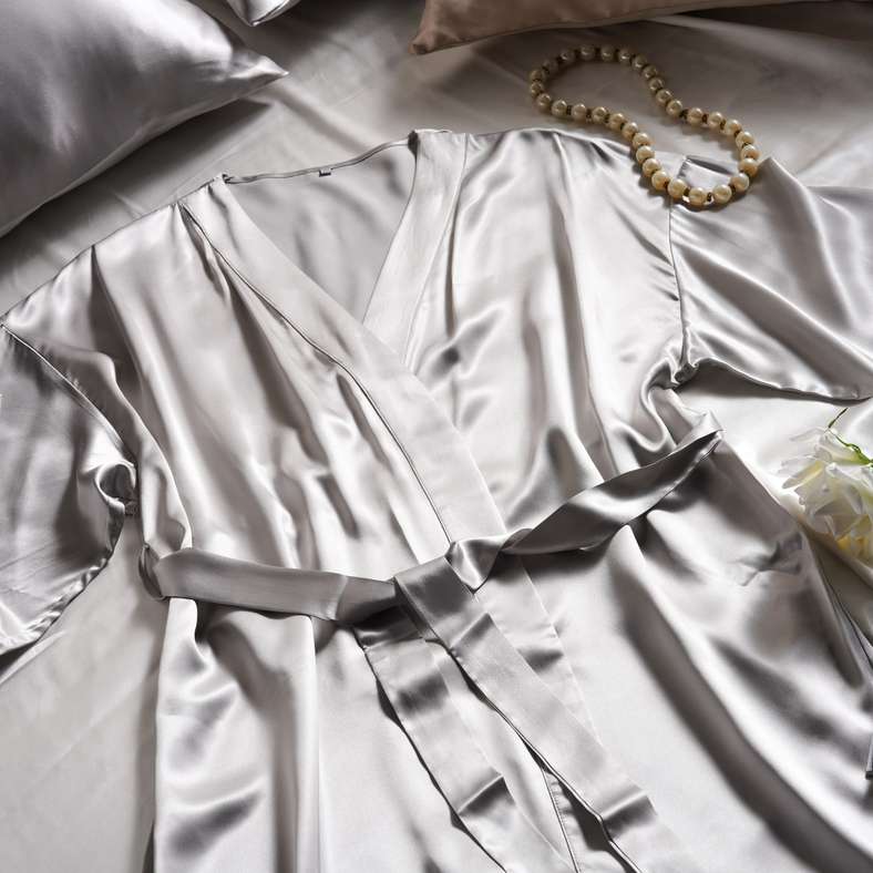 Pan Home Luxury Silk Robe for Women - Ivory