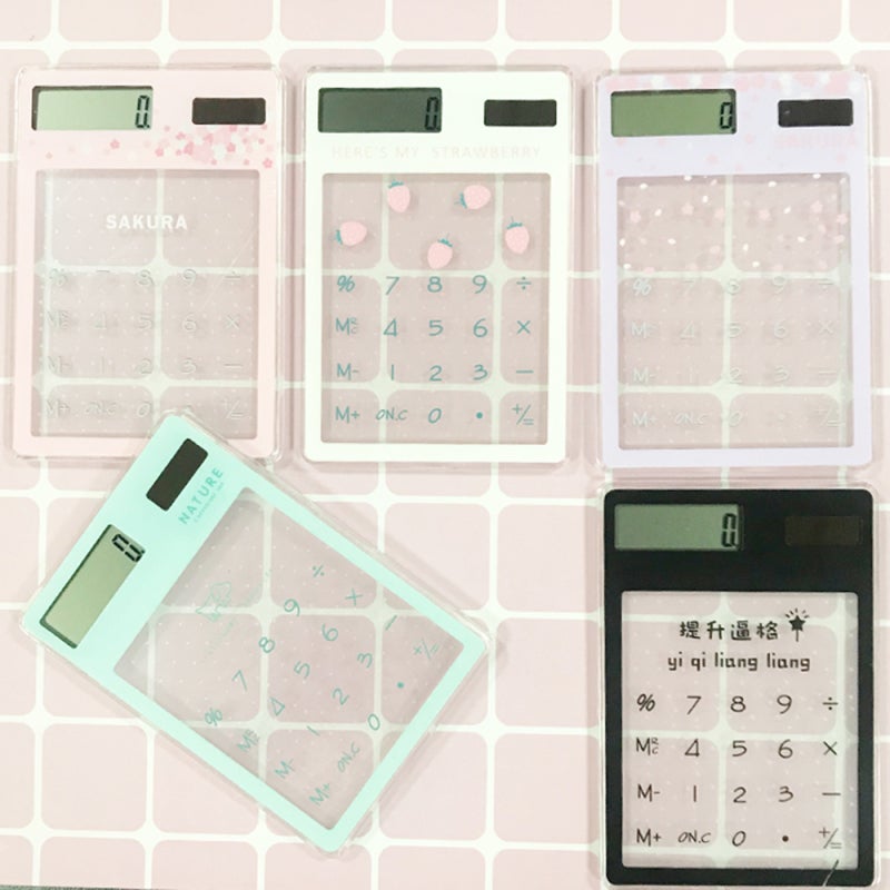 Pocket Calculator 1Pc Ultra Thin Transparent Touch-Screen - Solar Powered Mini Calculator for Kids Children Home School Use - Image 4