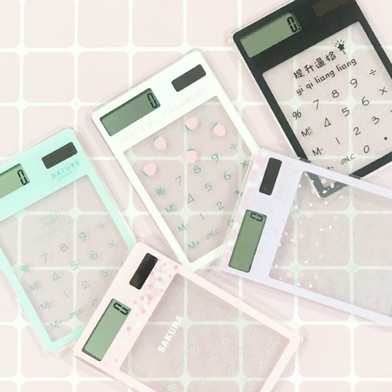 Pocket Calculator 1Pc Ultra Thin Transparent Touch-Screen - Solar Powered Mini Calculator for Kids Children Home School Use - Image 3