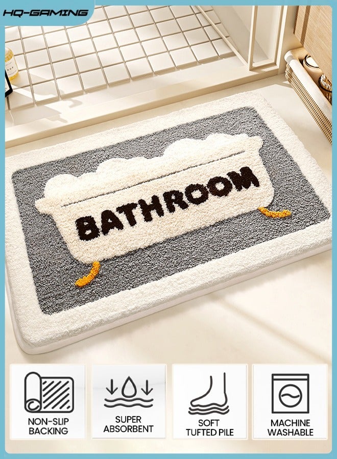 إتش كيو جيمنغ سجادة حمام، سجادة حمام فاخرة، سجادة حمام فاخرة فائقة النعومة ماصة، سجادة حمام مريحة غير قابلة للانزلاق، سجادة للحوض، الدش، غرفة الاستحمام، يمكن غسلها في الغسالة - Image 1