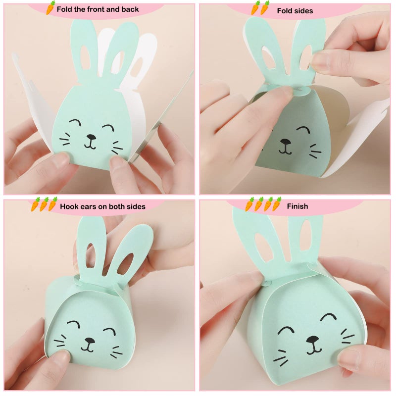 Teling 36 Pcs Easter Bunny Gifts Treat Boxes for Paper Colorful Cute Small Rabbit Duck Shape Easter Candy Goodies Boxes for Cookie Spring Party Favors(Cute, Bunny) - Image 3