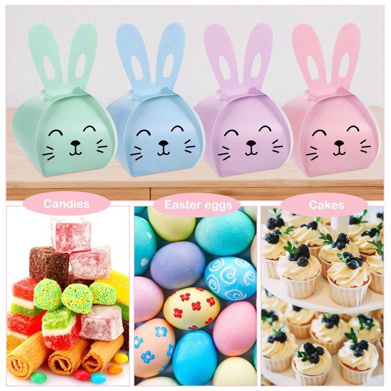 Teling 36 Pcs Easter Bunny Gifts Treat Boxes for Paper Colorful Cute Small Rabbit Duck Shape Easter Candy Goodies Boxes for Cookie Spring Party Favors(Cute, Bunny) - Image 4