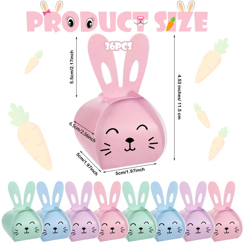 Teling 36 Pcs Easter Bunny Gifts Treat Boxes for Paper Colorful Cute Small Rabbit Duck Shape Easter Candy Goodies Boxes for Cookie Spring Party Favors(Cute, Bunny) - Image 2