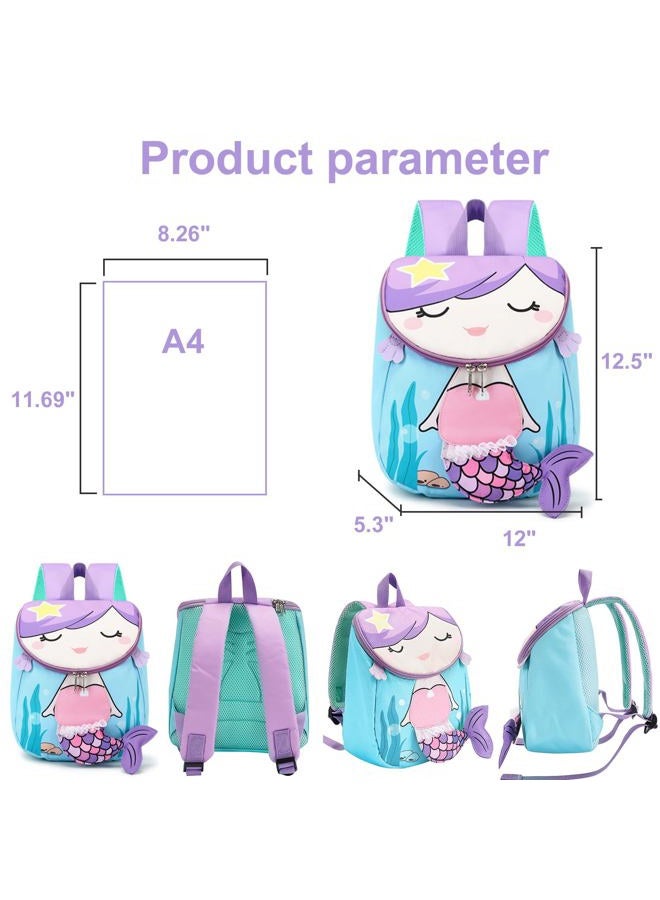 BLUBOON Toddlers Backpack for Girls Cute Preschool Backpack 3D Schoolbag Toddler Bookbag for Kids (Blue) - Image 2