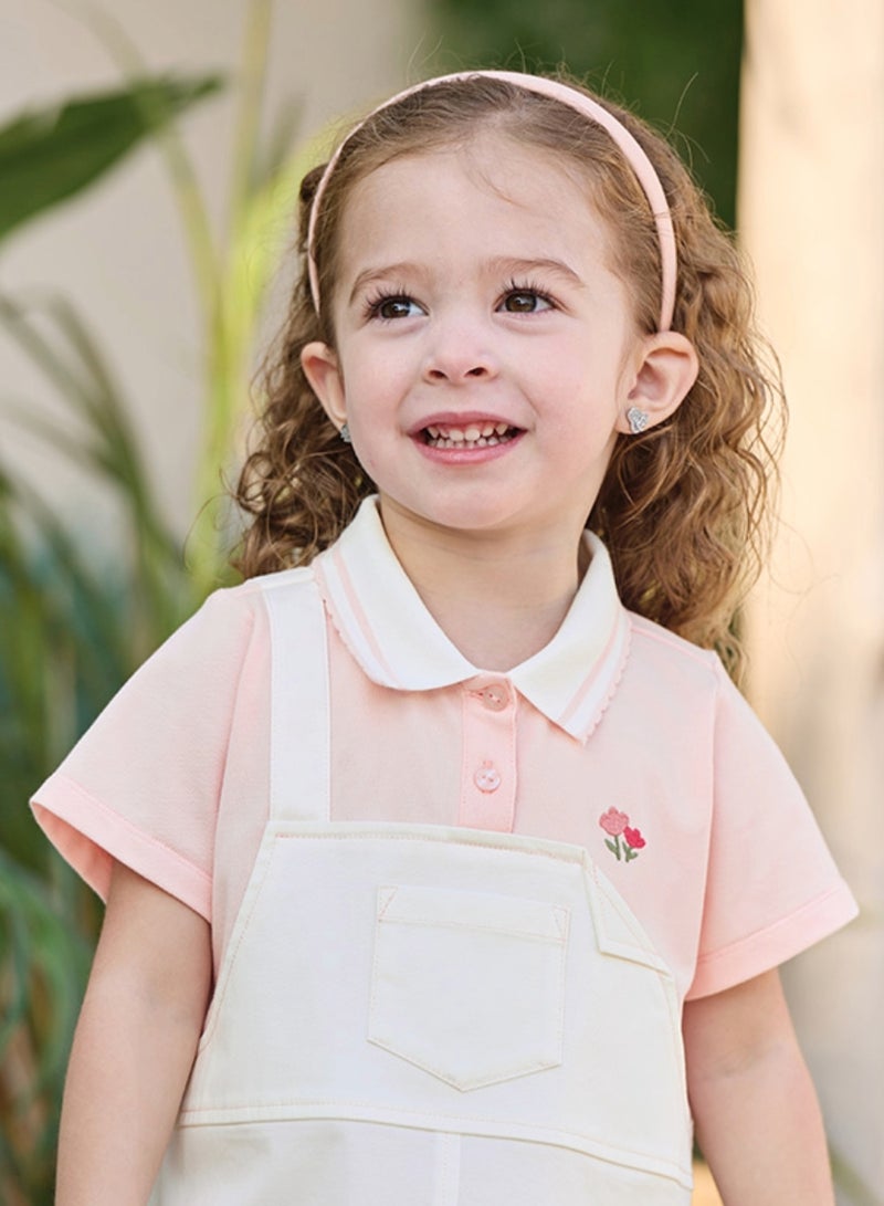 Dave & Bella Girls Bunny Print Cotton Polo Dress - Image 3