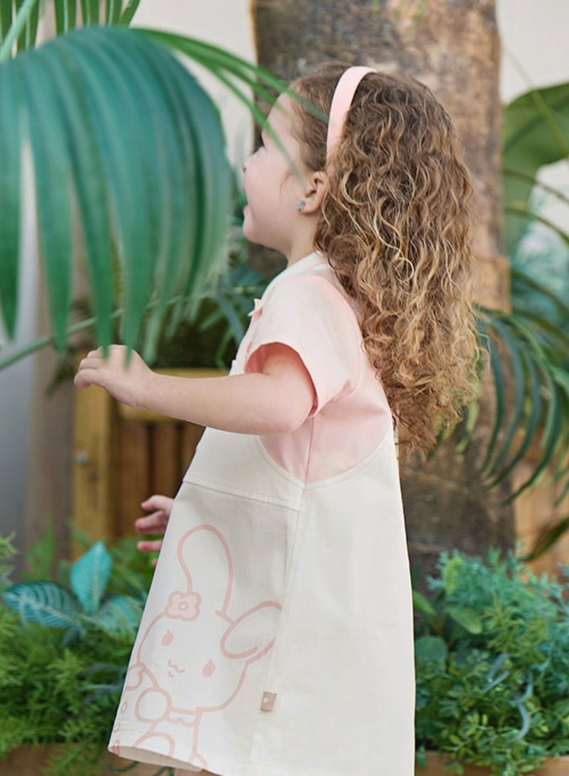 Dave & Bella Girls Bunny Print Cotton Polo Dress - Image 2