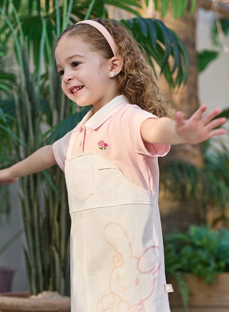 Dave & Bella Girls Bunny Print Cotton Polo Dress - Image 4