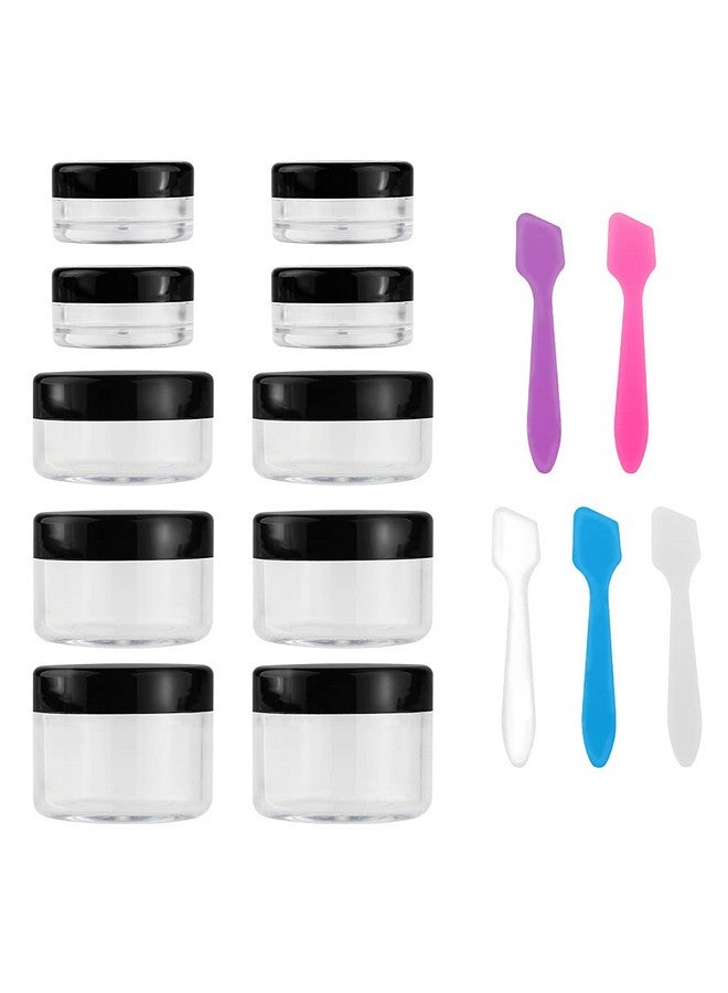 accmor 10 Pieces Makeup Travel Containers With Lids 3/5/10/15/20 Gram Size Cosmetic Jars With 5 Pieces Mini Spatulas For Gift(Black Color) - Image 1