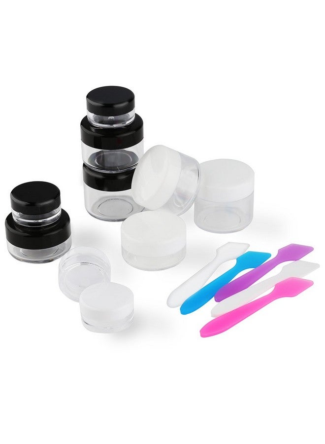 accmor 10 Pieces Makeup Travel Containers With Lids 3/5/10/15/20 Gram Size Cosmetic Jars With 5 Pieces Mini Spatulas For Gift(Black Color) - Image 2