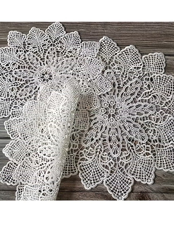 Winner 3 Pcs Light luxury European lace round coasters round decorative table mats Nordic style dining table decoration mats coffee table mats household bowl and plate mats home decoration - Image 4