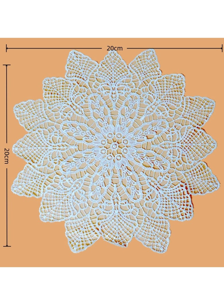 Winner 3 Pcs Light luxury European lace round coasters round decorative table mats Nordic style dining table decoration mats coffee table mats household bowl and plate mats home decoration - Image 2