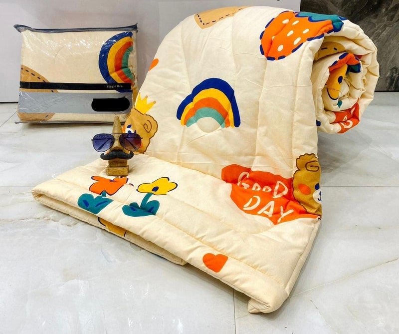 PRISCILLA 150 GSM Glace Cotton Kids Single Bed 250 TC Reversible Comforter/AC Blanket/Quilts/Duvet for All Seasons. (Design 9) - Image 3