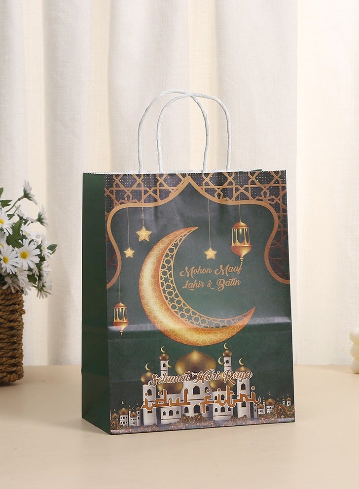 12 Pieces Kraft Paper Gift Bags for Ramadan and Eid, Party Bags with Handles for Candy Desserts and Jewelry Gifts, Party Favor Bags and Party Supplies - Image 2