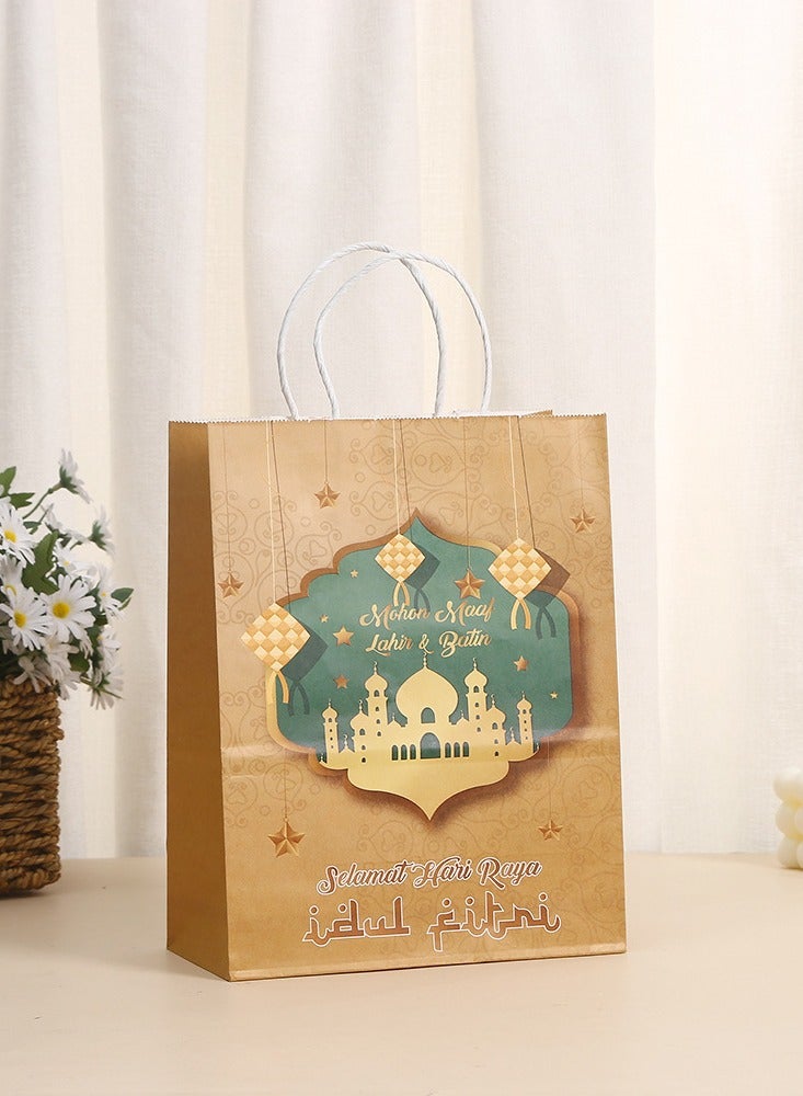 12 Pieces Kraft Paper Gift Bags for Ramadan and Eid, Party Bags with Handles for Candy Desserts and Jewelry Gifts, Party Favor Bags and Party Supplies - Image 4
