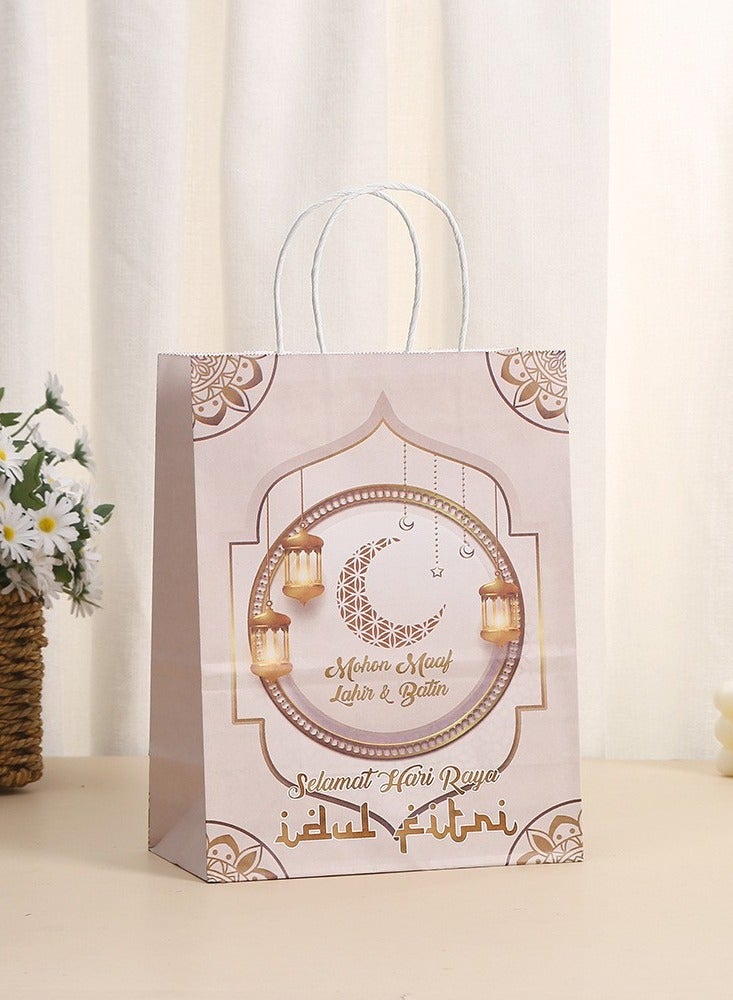 12 Pieces Kraft Paper Gift Bags for Ramadan and Eid, Party Bags with Handles for Candy Desserts and Jewelry Gifts, Party Favor Bags and Party Supplies - Image 5