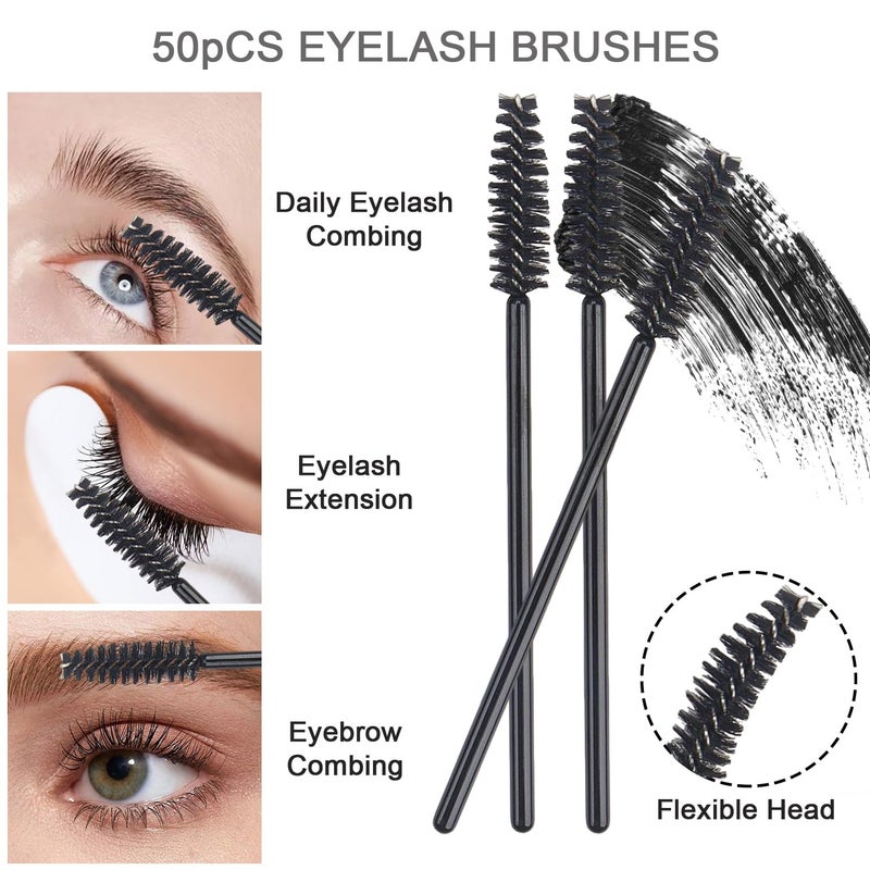 DWNDN 200Pcs Eyelash Extension Kit, Lash Spoolies Extension Supplies Eyebrow Brush Mascara Wands Lip Brushes Applicators Disposable Micro Swab Brushes for Lash Extensions Brow Lamination Kit, Black - Image 3