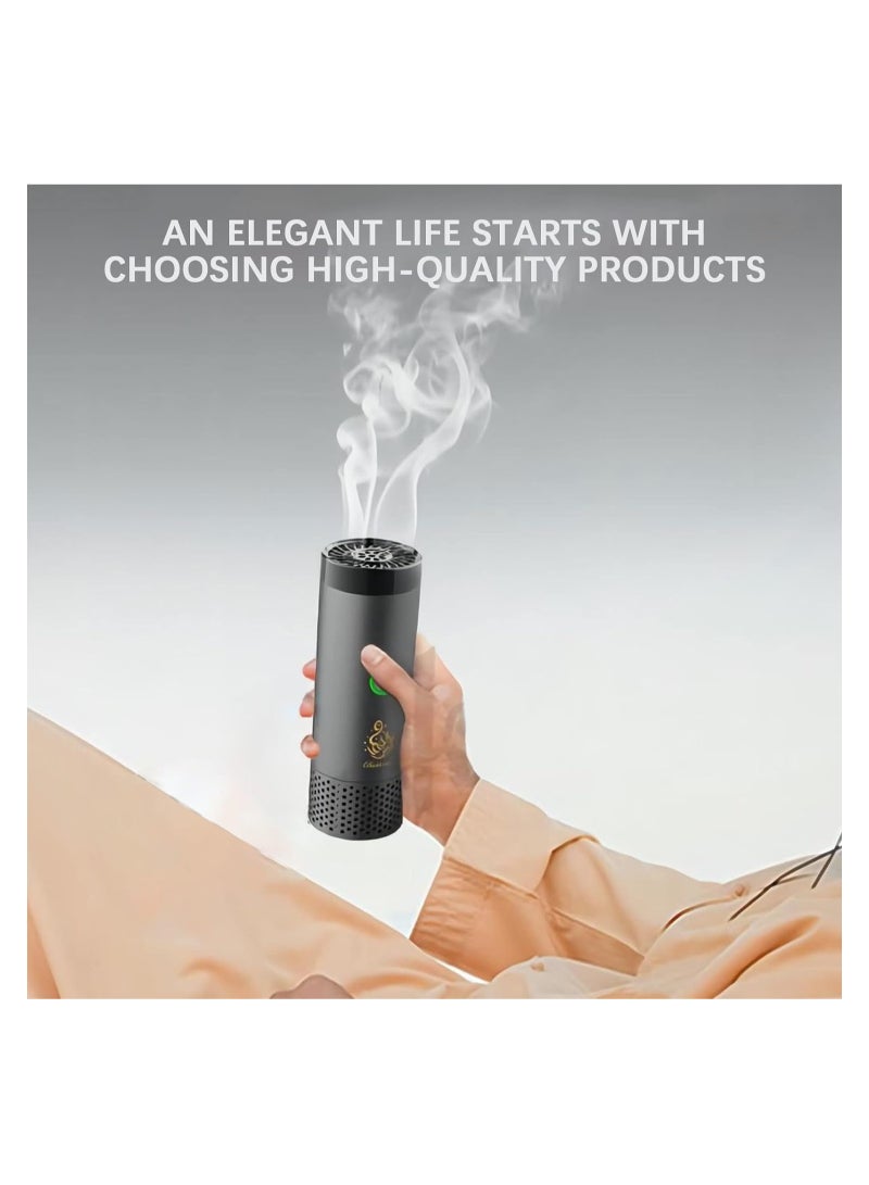 بخور Portable Arabian Rechargeable Electronic Incense Burner,USB Portable Incense Burner Electric Aromatherapy Machine,Handheld Portable Hair Incense Burner Electric Muslim Ramadan Aroma Diffuser - Image 5