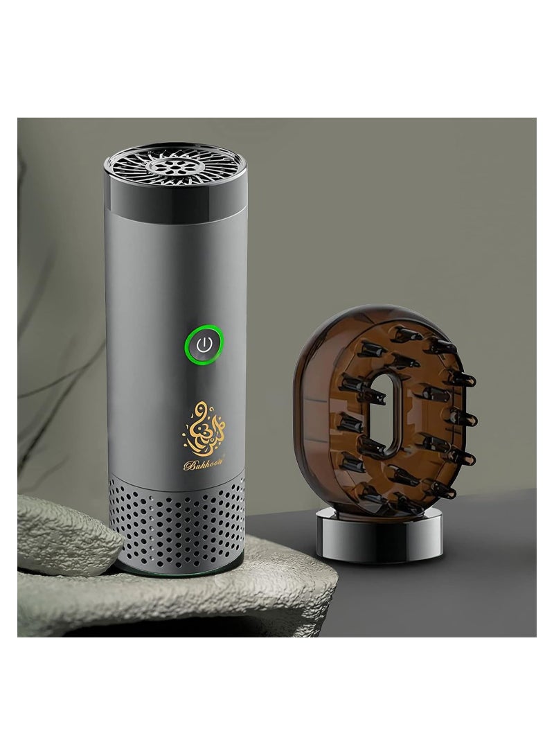 بخور Portable Arabian Rechargeable Electronic Incense Burner,USB Portable Incense Burner Electric Aromatherapy Machine,Handheld Portable Hair Incense Burner Electric Muslim Ramadan Aroma Diffuser - Image 2
