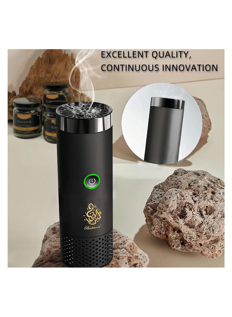 بخور Portable Arabian Rechargeable Electronic Incense Burner,USB Portable Incense Burner Electric Aromatherapy Machine,Handheld Portable Hair Incense Burner Electric Muslim Ramadan Aroma Diffuser - Image 4