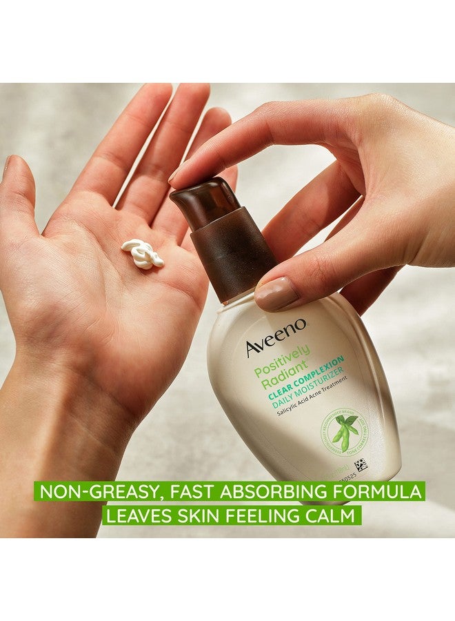 مرطب الوجه Positively Radiant Clear Complexion، مرطب للوجه لعلاج حب الشباب بفول الصويا وحمض الساليسيليك للبشرة الدهنية، تركيبة مضادة للحساسية، خالية من البارابين، غير كوميدوغينيك، مضخة، 4 أونصة سائلة - Image 4
