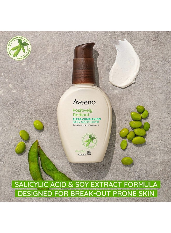 مرطب الوجه Positively Radiant Clear Complexion، مرطب للوجه لعلاج حب الشباب بفول الصويا وحمض الساليسيليك للبشرة الدهنية، تركيبة مضادة للحساسية، خالية من البارابين، غير كوميدوغينيك، مضخة، 4 أونصة سائلة - Image 3