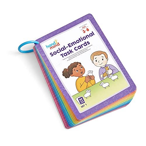 hand2mind Social Emotional Task Cards for Ages 3+, Social Emotional Learning, Play Therapy Toys for Counselors, Social Skills Activities for Kids, Conversation Starters, Emotional Regulation for Kids - Image 1