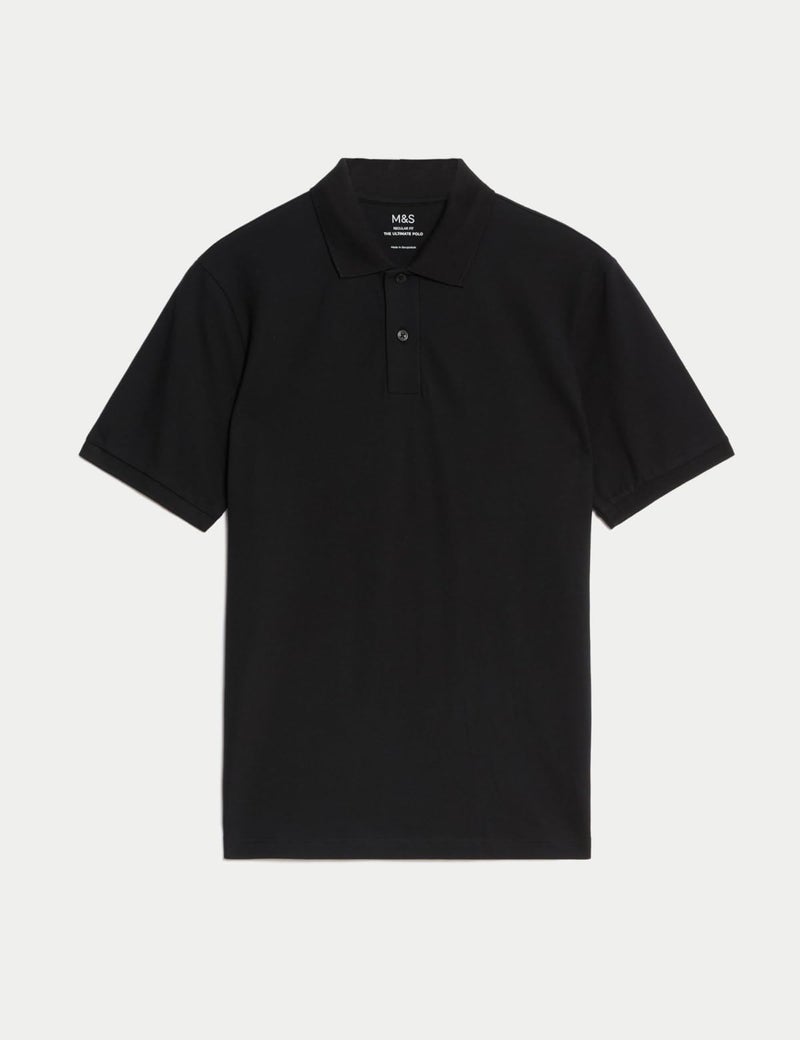 Marks & Spencer The Ultimate Pique Polo Shirt Black - Image 3