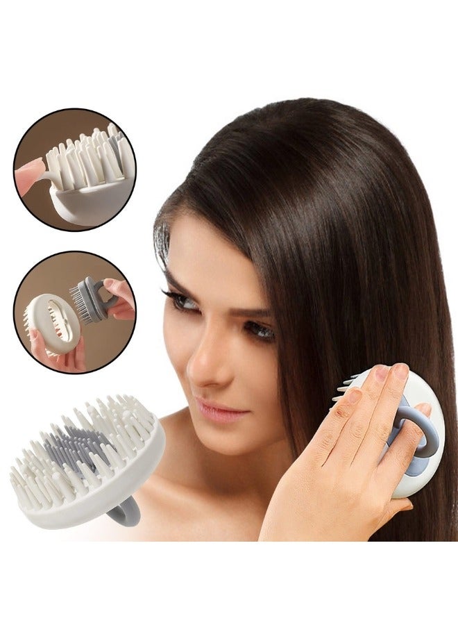 2 in 1 Rubber Handle Scalp Massager Brush Soft Bristles for All Hair Types Exfoliating and Dandruff Removal (Grey)