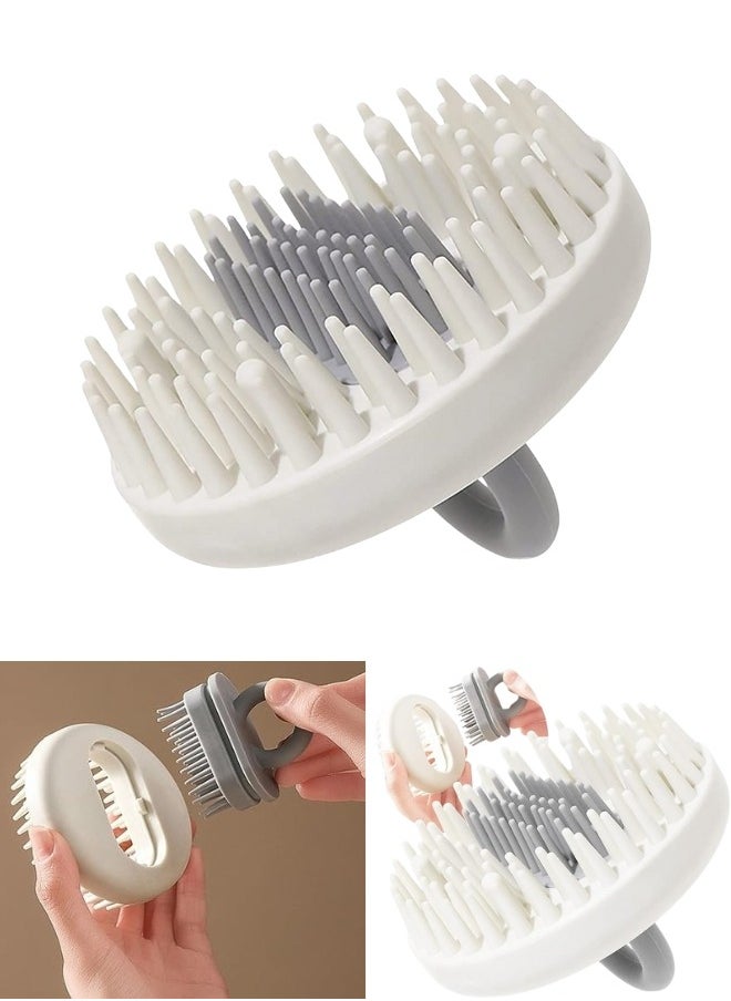 Generic - 2 in 1 Rubber Handle Scalp Massager Brush Soft Bristles for All Hair Types Exfoliating and Dandruff Removal (Grey) - Image 1