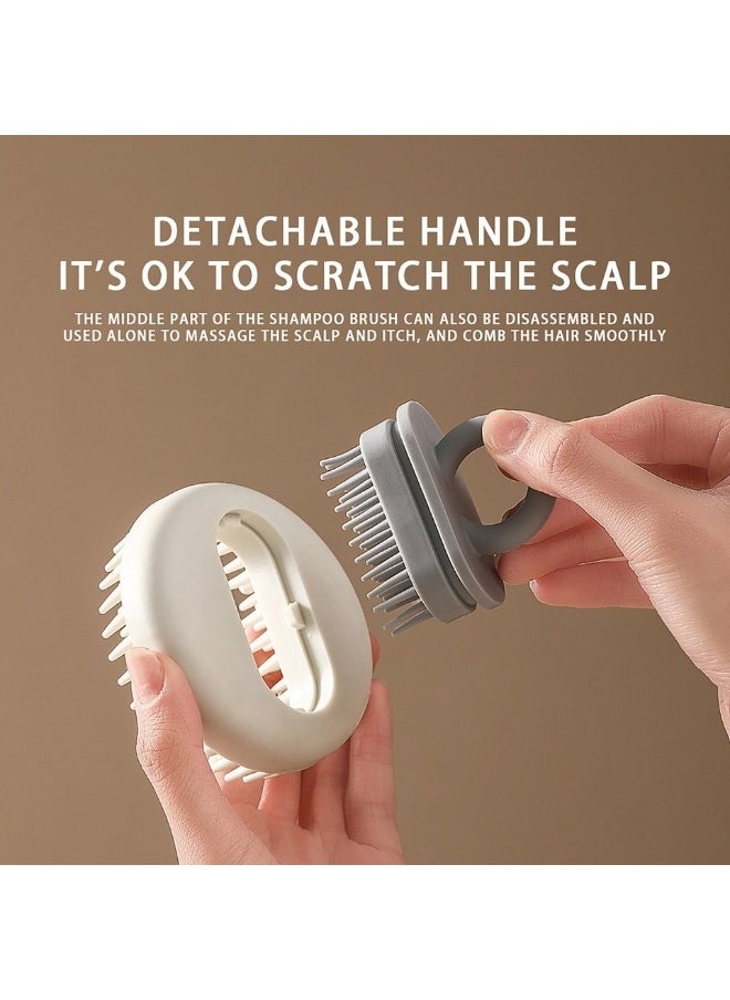 Generic - 2 in 1 Rubber Handle Scalp Massager Brush Soft Bristles for All Hair Types Exfoliating and Dandruff Removal (Grey) - Image 1
