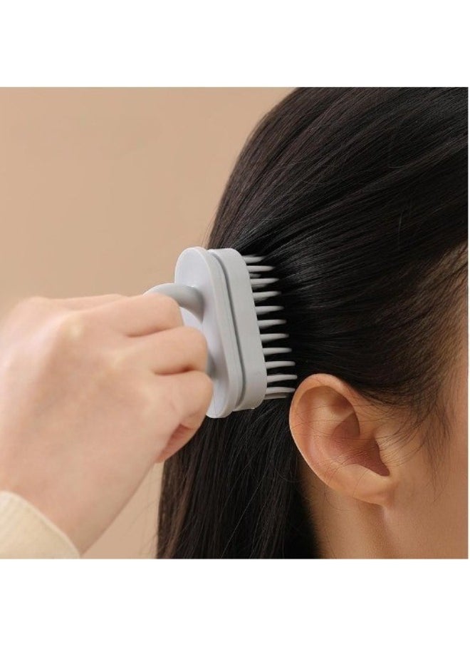 Generic - 2 in 1 Rubber Handle Scalp Massager Brush Soft Bristles for All Hair Types Exfoliating and Dandruff Removal (Grey) - Image 1