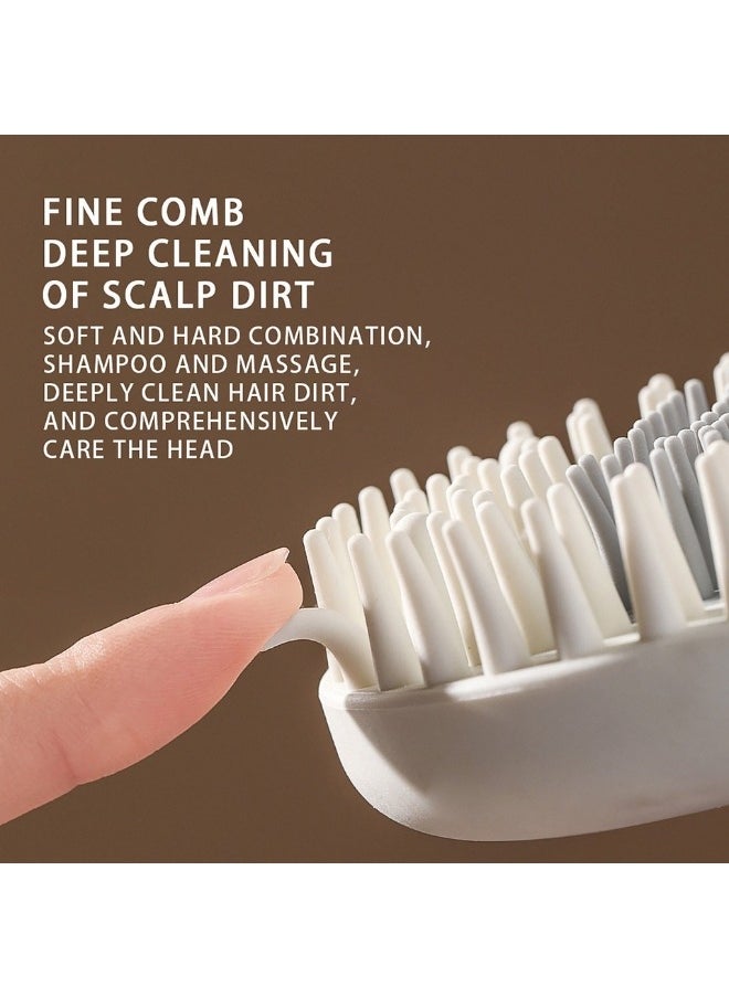 Generic - 2 in 1 Rubber Handle Scalp Massager Brush Soft Bristles for All Hair Types Exfoliating and Dandruff Removal (Grey) - Image 1