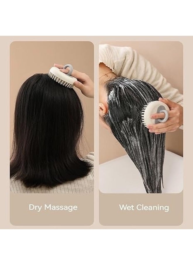 Generic - 2 in 1 Rubber Handle Scalp Massager Brush Soft Bristles for All Hair Types Exfoliating and Dandruff Removal (Grey) - Image 1