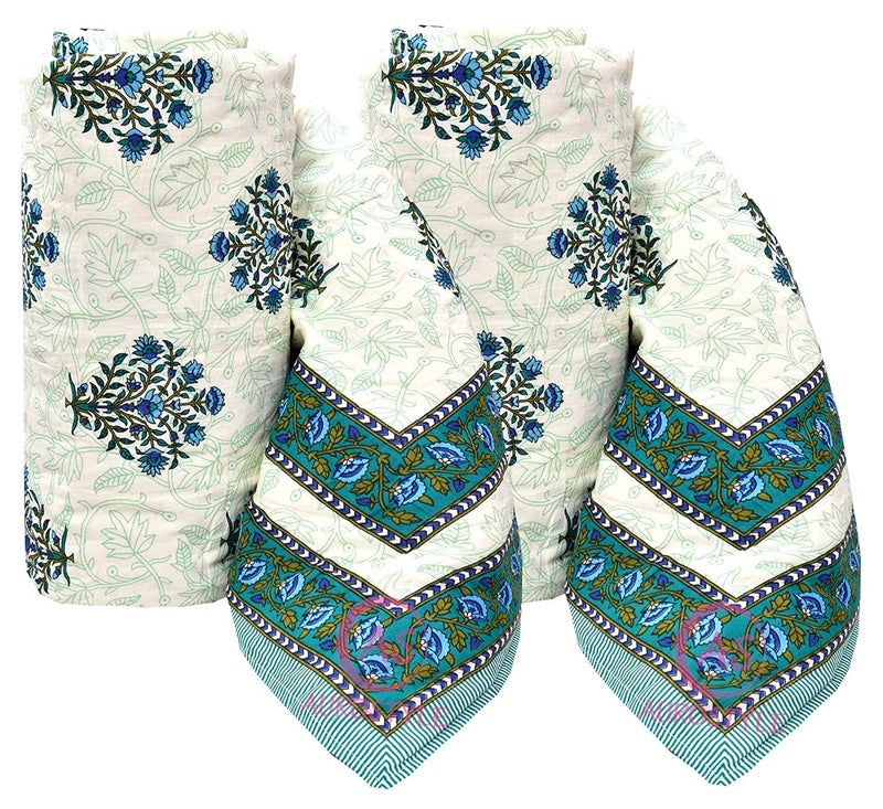 WORLDNEX 400 TC Pure Cotton Fabric/Filling Rajasthani Traditional Designs Printed Light Weight Jaipuri Single Bed Quilt/Razai/Rajai (Design 21) - Image 1