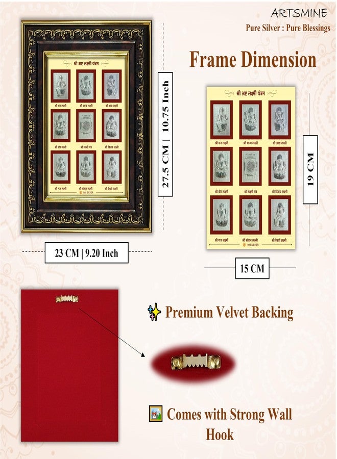 ARTSMINE 999 Silver Shri Ashtalakshmi Ji Wall Frame – Certified Silver Art|Premium Finish|Ideal for Pooja Room & Home Décor|Mata Lakshmi Ji – 1 × Unit - Image 3