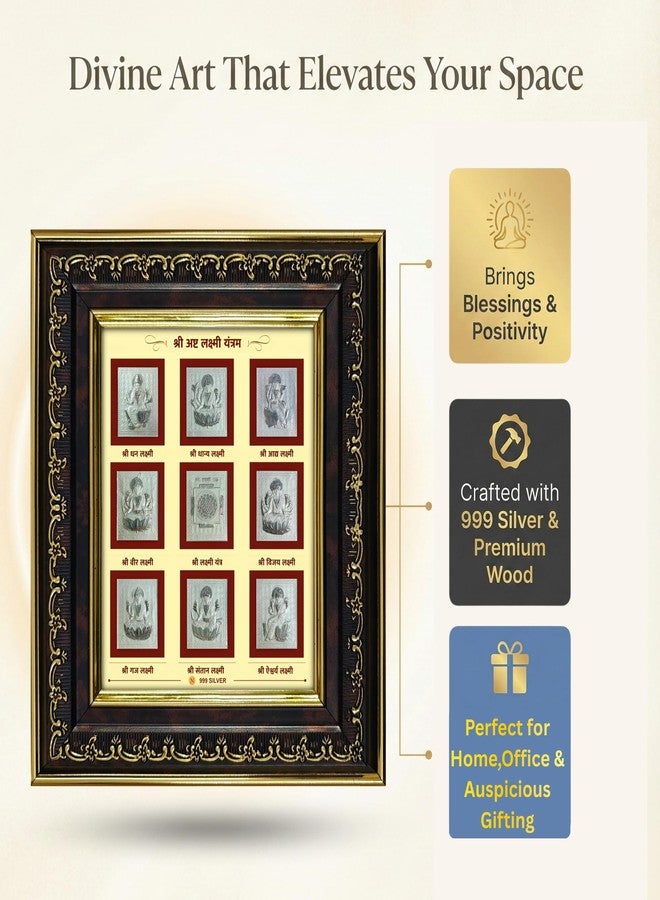 ARTSMINE 999 Silver Shri Ashtalakshmi Ji Wall Frame – Certified Silver Art|Premium Finish|Ideal for Pooja Room & Home Décor|Mata Lakshmi Ji – 1 × Unit - Image 2