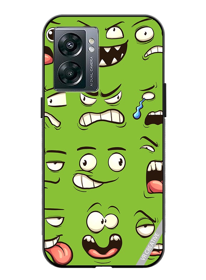 VR CREATIVE Protective Case Cover For Oppo A57 5G Green Faces Design Multicolour - Image 1