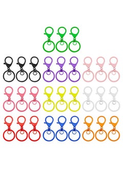 Oubaka 30Pcs Lobster Claw Clasps Keychain For Jewelry Making,Colorful Metal Lobster Clasp Swivel Trigger Clips With Jump Rings Flat Split Keychain Ring For Diy Craft Jewelry Making(10 Colors)  - Image 1