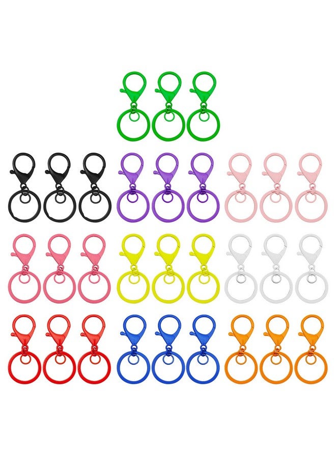 Oubaka 30Pcs Lobster Claw Clasps Keychain For Jewelry Making,Colorful Metal Lobster Clasp Swivel Trigger Clips With Jump Rings Flat Split Keychain Ring For Diy Craft Jewelry Making(10 Colors) - Image 1
