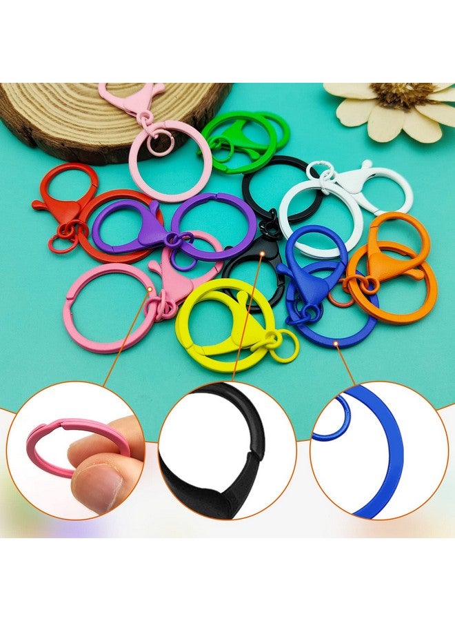 Oubaka 30Pcs Lobster Claw Clasps Keychain For Jewelry Making,Colorful Metal Lobster Clasp Swivel Trigger Clips With Jump Rings Flat Split Keychain Ring For Diy Craft Jewelry Making(10 Colors) - Image 4