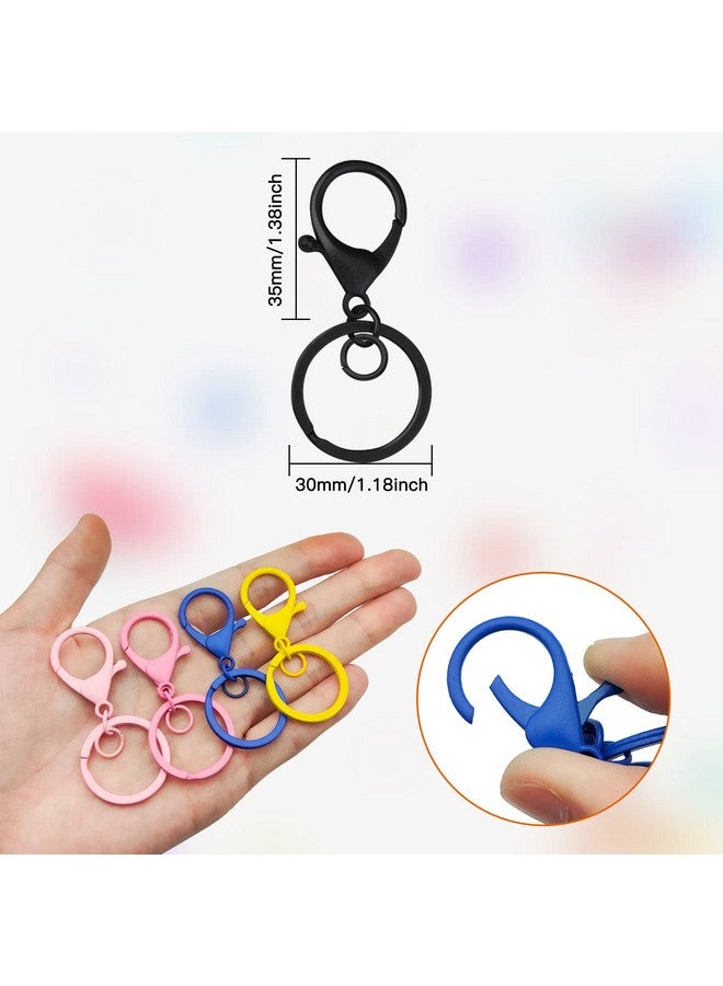 Oubaka 30Pcs Lobster Claw Clasps Keychain For Jewelry Making,Colorful Metal Lobster Clasp Swivel Trigger Clips With Jump Rings Flat Split Keychain Ring For Diy Craft Jewelry Making(10 Colors) - Image 5