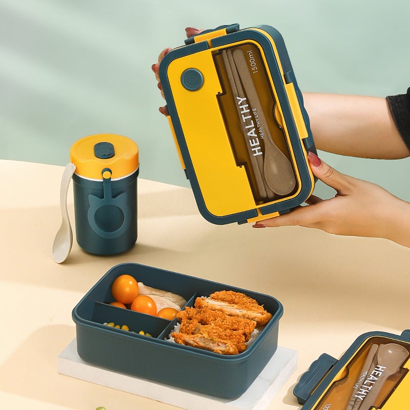 Factory cross-border lunch box plastic sealed portable sub-format lunch box student office worker lunch box microwave oven 1500ml 