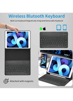 UCHUANG iPad Keyboard Case with Arabic English Bluetooth Keyboard & Wireless Mouse for iPad Air 6th 11 Inch M2 (2024) iPad Air 5th 10.9 Inch (2022)/Air 4th 10.9 Inch (2020) iPad Pro 11 inch (2022/2021/2020/2018),With Arabic keyboard stickers -Black  - Image 2
