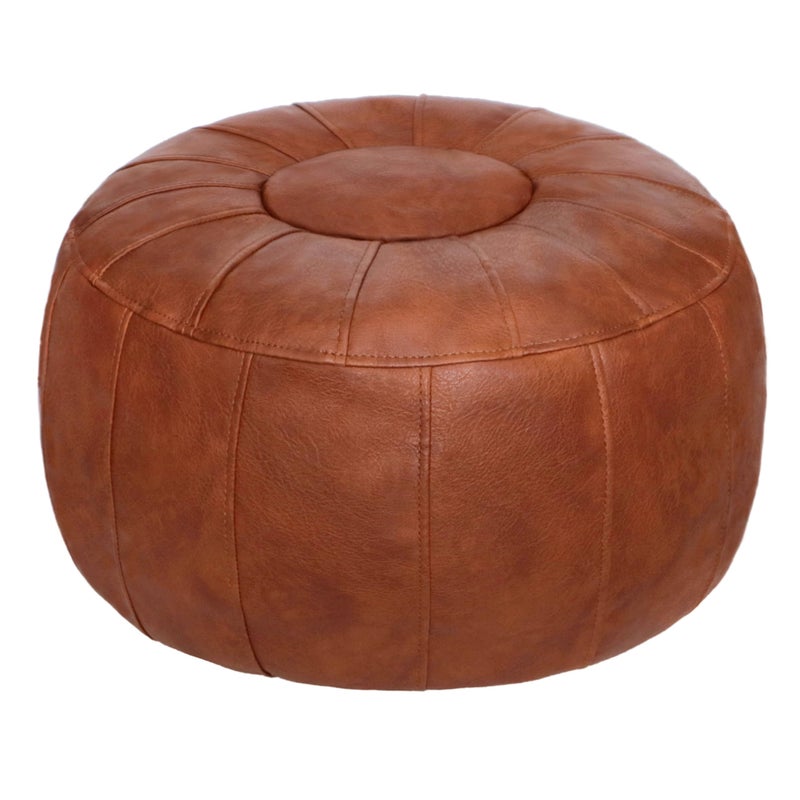 Thgonwid Unstuffed Moroccan Ottoman Pouf Cover Ottoman Footstool Storage Solution Bean Bag Chair Foot Rest Brown