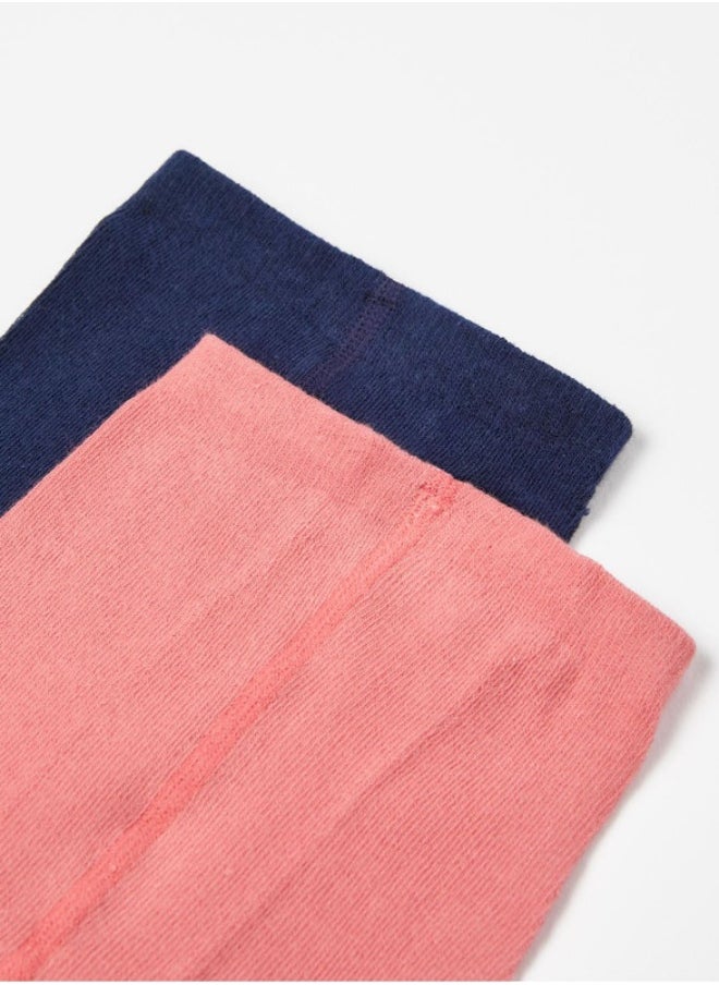 Zippy - 2-Pack Cotton Tights for Girls, Dark Blue/Pink - Image 1
