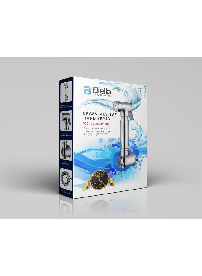 Biella Luxury Brass Bidet Sprayer For Toilet | Handheld Bidet Shattaf Toilet Spray With Hose And Holder | Full Brass Body And Head, High Flow, Anti-Crack And Leak Proof - Image 1