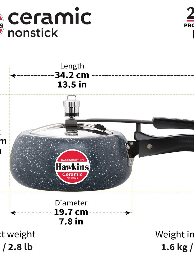 Hawkins Hawkins 2 Litre Ceramic Nonstick Pressure Cooker, Induction Inner Lid Cooker, Granite Contura shaped Cooker, Best Cooker, Blue (ICC20)  - Image 3